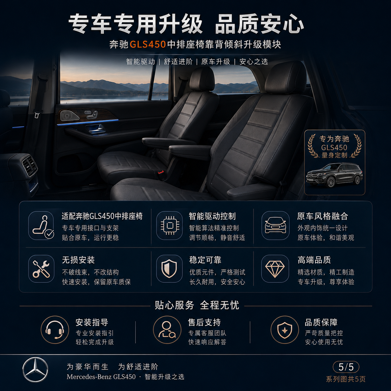 GLS 450中排座椅靠背角度倾斜增大